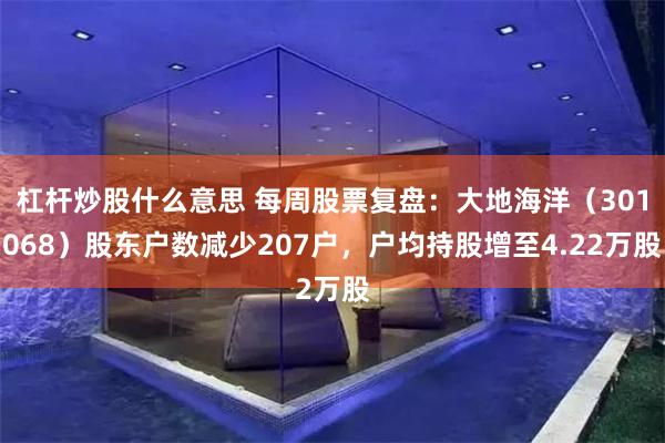 杠杆炒股什么意思 每周股票复盘：大地海洋（301068）股东户数减少207户，户均持股增至4.22万股