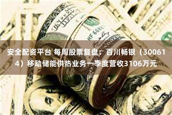 安全配资平台 每周股票复盘：百川畅银（300614）移动储能供热业务一季度营收3106万元