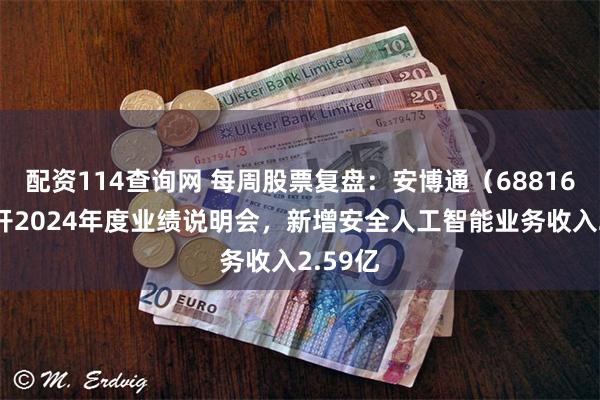 配资114查询网 每周股票复盘：安博通（688168）召开2024年度业绩说明会，新增安全人工智能业务收入2.59亿