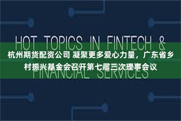 杭州期货配资公司 凝聚更多爱心力量，广东省乡村振兴基金会召开第七届三次理事会议