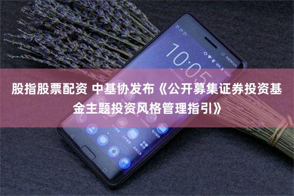 股指股票配资 中基协发布《公开募集证券投资基金主题投资风格管理指引》