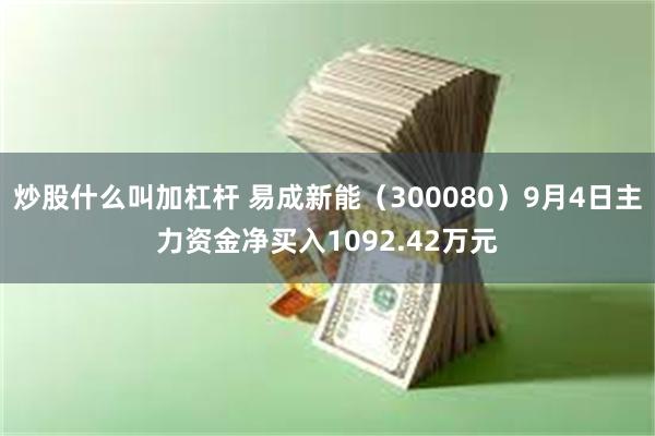 炒股什么叫加杠杆 易成新能（300080）9月4日主力资金净买入1092.42万元
