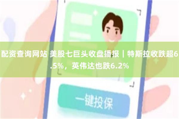 配资查询网站 美股七巨头收盘播报｜特斯拉收跌超6.5%，英伟达也跌6.2%