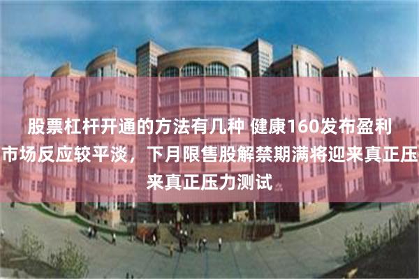 股票杠杆开通的方法有几种 健康160发布盈利公告后市场反应较平淡，下月限售股解禁期满将迎来真正压力测试