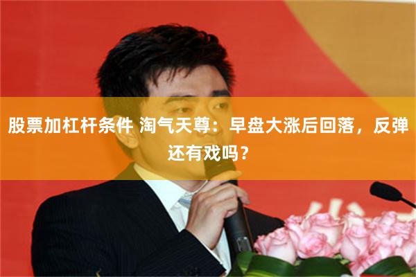 股票加杠杆条件 淘气天尊：早盘大涨后回落，反弹还有戏吗？
