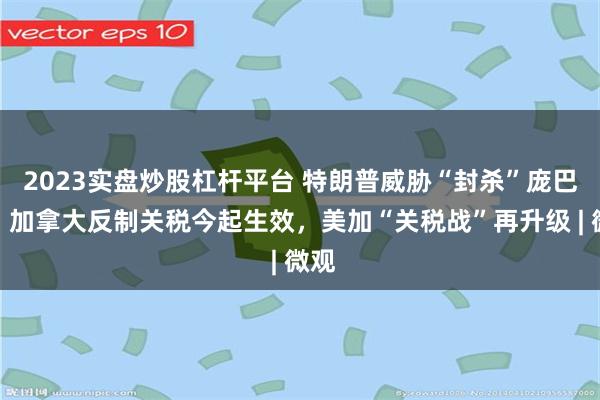 2023实盘炒股杠杆平台 特朗普威胁“封杀”庞巴迪，加拿大反制关税今起生效，美加“关税战”再升级 | 微观
