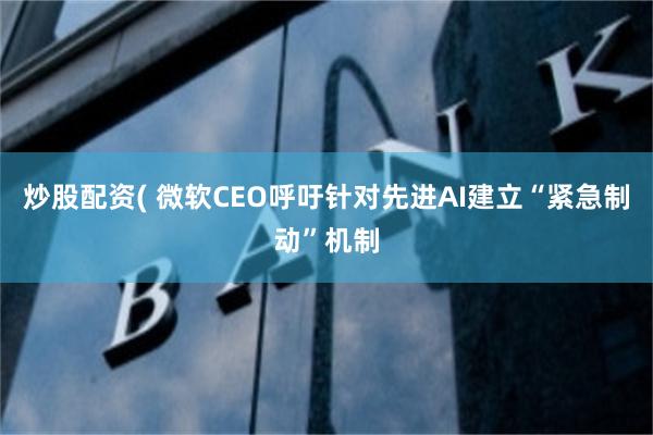 炒股配资( 微软CEO呼吁针对先进AI建立“紧急制动”机制